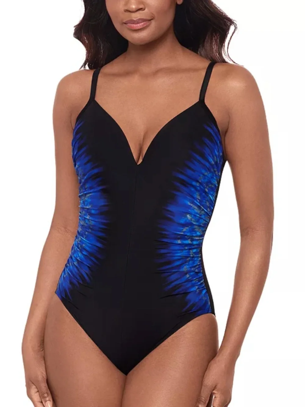 Miraclesuit black blue Paka Mayan Temptress one piece swimsuit sz 14